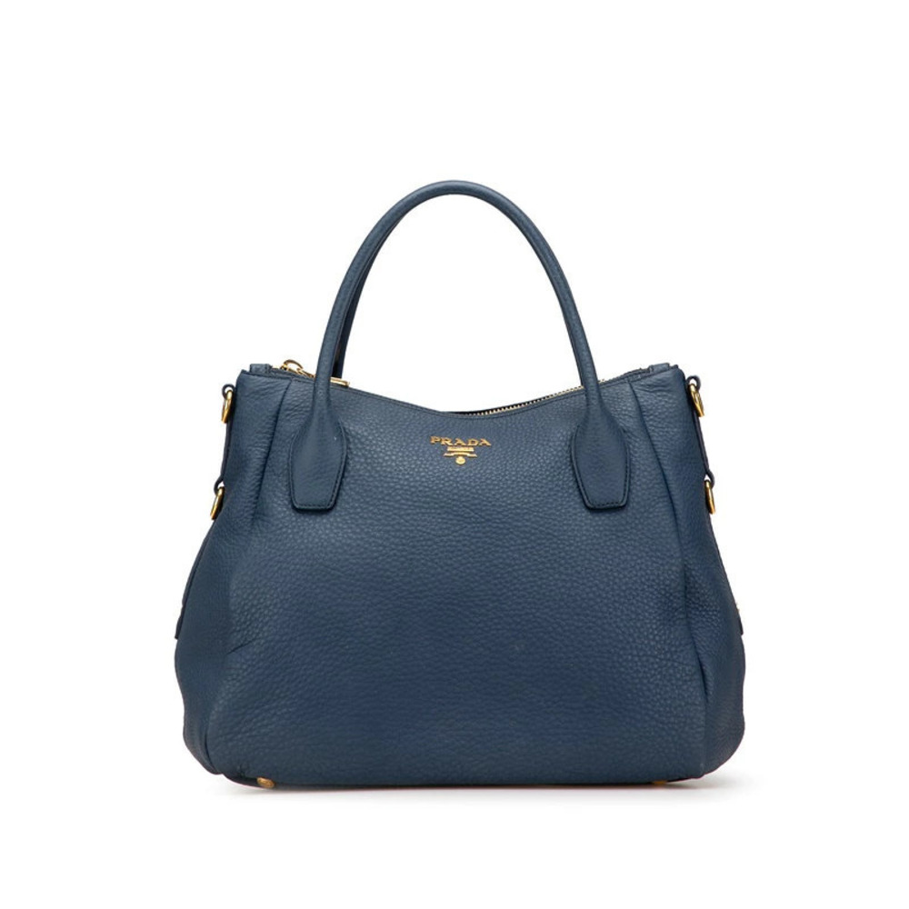 Prada Handbag Blue Vitello Daino